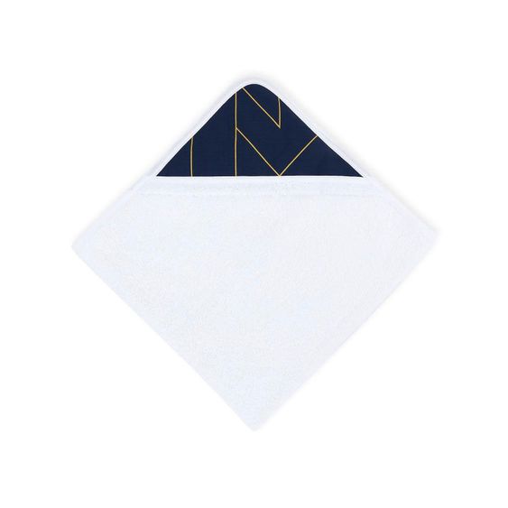 Kraftkids Hooded towel - with gold lines - dark blue