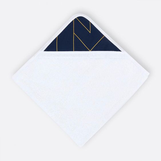 Kraftkids Hooded towel - with gold lines - dark blue