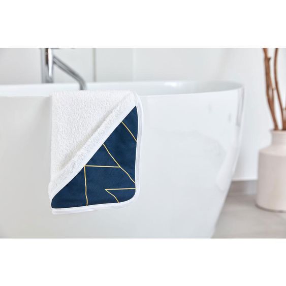 Kraftkids Hooded towel - with gold lines - dark blue