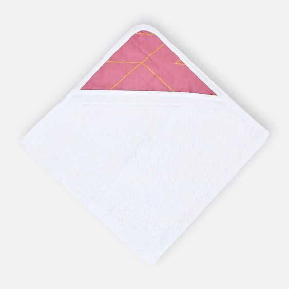 Kraftkids Hooded towel - with gold lines - Pink