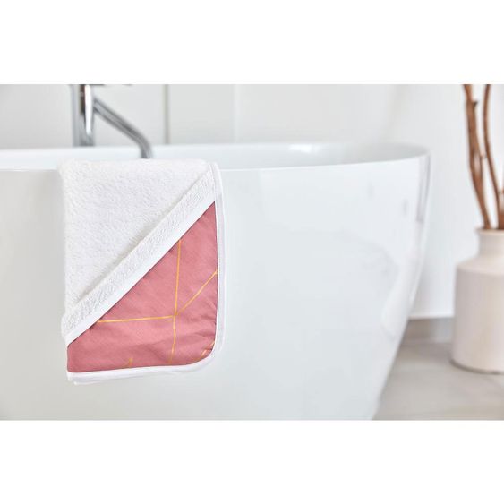 Kraftkids Hooded towel - with gold lines - Pink