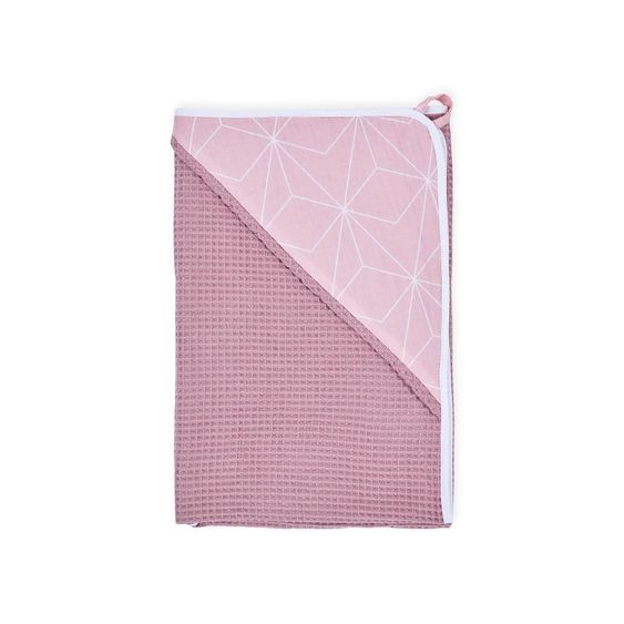 Kraftkids Hooded Towel Waffle Piqué - With Diamond Outline - Old Pink / Pink