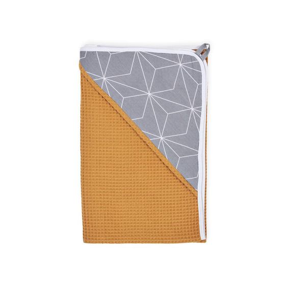 Kraftkids Hooded Towel Waffle Piqué - With Diamond Outline - Grey / Mustard