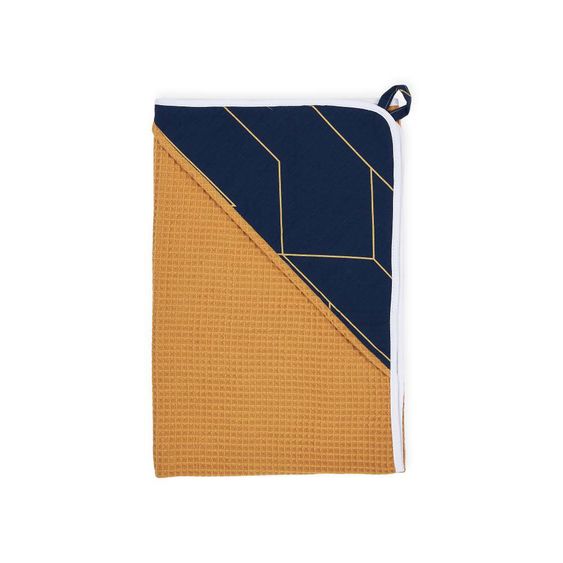 Kraftkids Hooded Towel Waffle Piqué - With Gold Lines - Dark Blue / Mustard