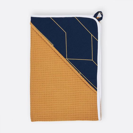 Kraftkids Hooded Towel Waffle Piqué - With Gold Lines - Dark Blue / Mustard