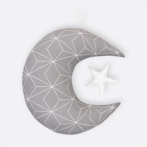 Kraftkids Mobile Mond & Stern - mit Diamantenkontur - Grau
