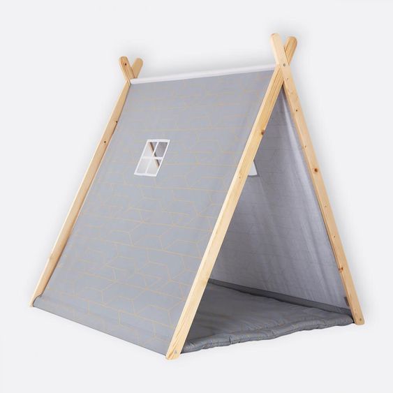 Kraftkids Tenda da gioco - con linee dorate - Grigio