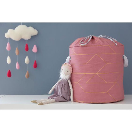 Kraftkids Spielzeugkorb - mit Goldlinien - Rosa