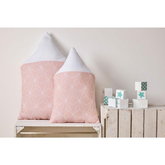 Kraftkids Stoff Häuser - mit Diamantenkontur - Altrosa