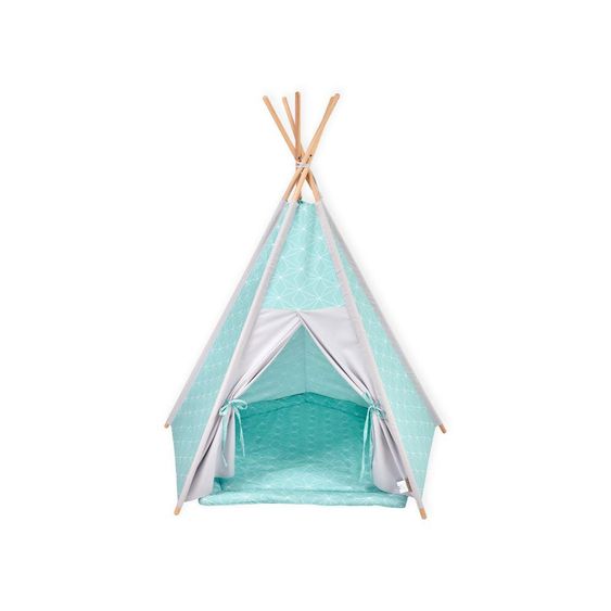 Kraftkids Teepee incl. play mat & cushion - with diamond outline - Mint