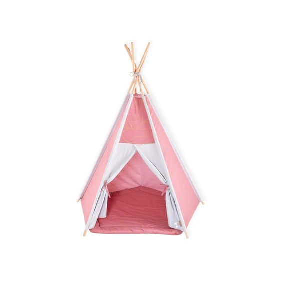 Kraftkids Teepee con tappeto e cuscino - con linee dorate - rosa