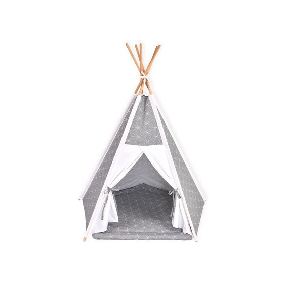 Kraftkids Teepee con tappeto da gioco - con contorno a diamante - grigio