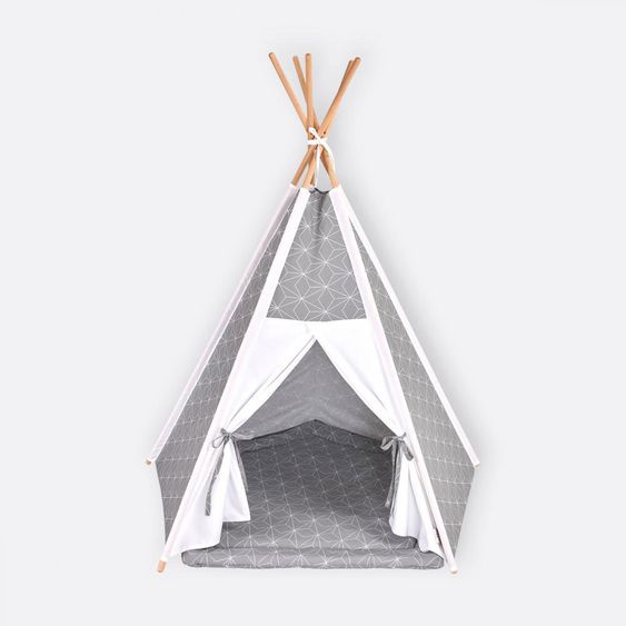 Kraftkids Tipi inkl. Spielmatte - mit Diamantenkontur - Grau