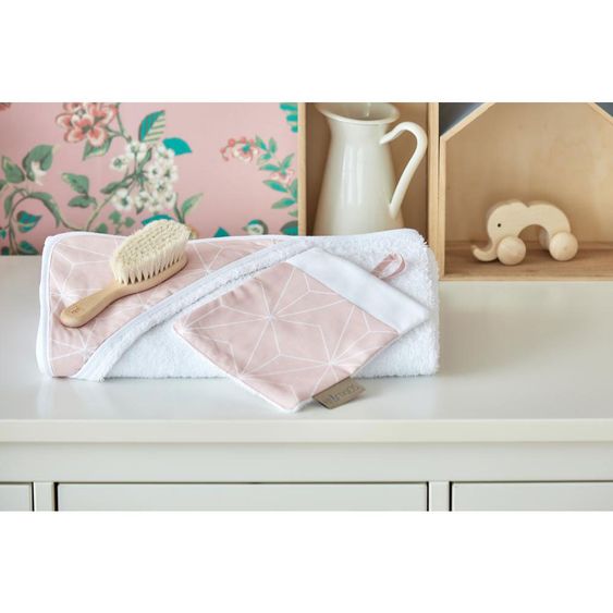 Kraftkids Waschlappen - mit Diamantenkontur - Altrosa