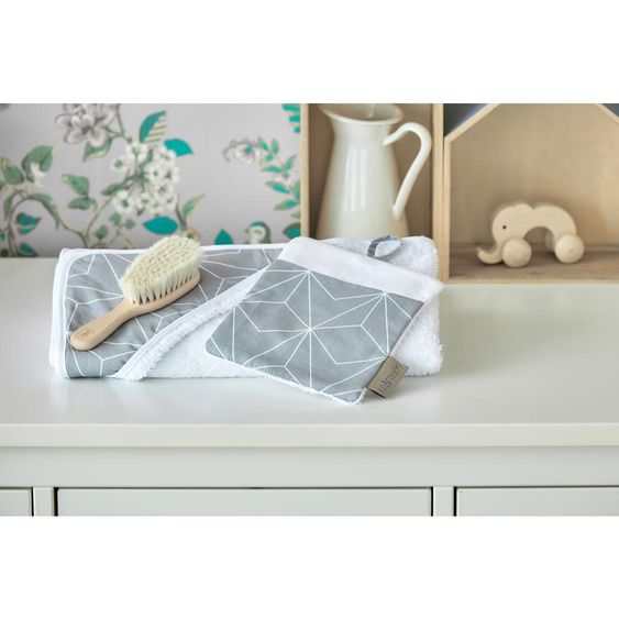 Kraftkids Waschlappen - mit Diamantenkontur - Grau