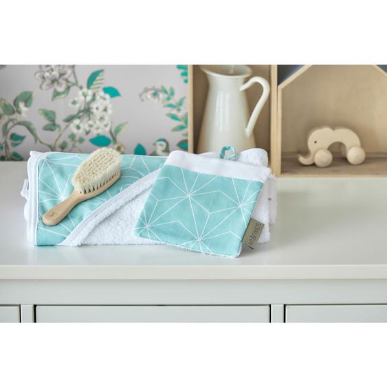 Kraftkids Waschlappen - mit Diamantenkontur - Mint