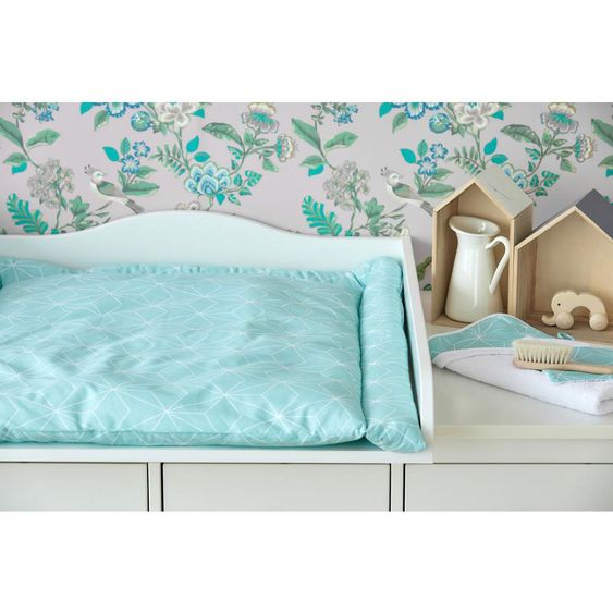 Kraftkids Wickelauflage 75 x 70 - mit Diamantenkontur - Mint