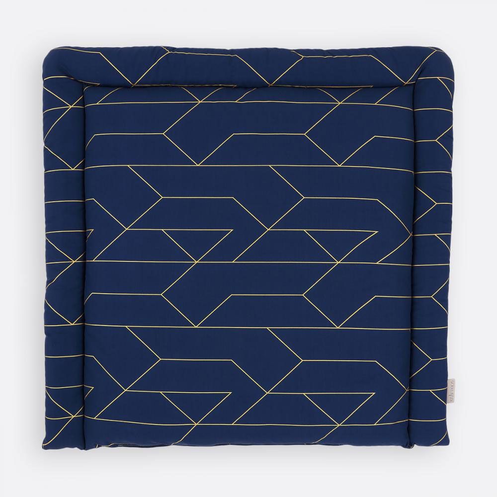 Kraftkids Wickelauflage 75 x 70 - mit Goldlinien - Dunkelblau