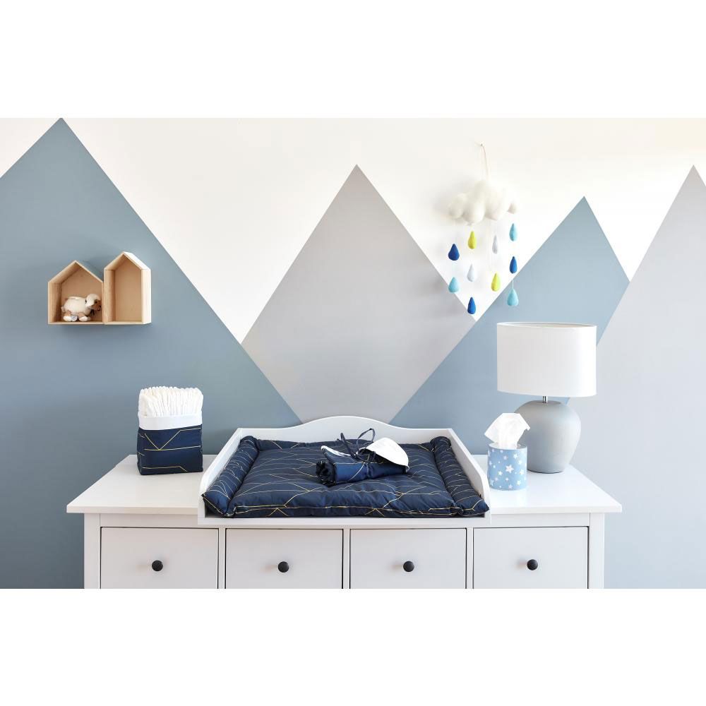 Kraftkids Wickelauflage 75 x 70 - mit Goldlinien - Dunkelblau