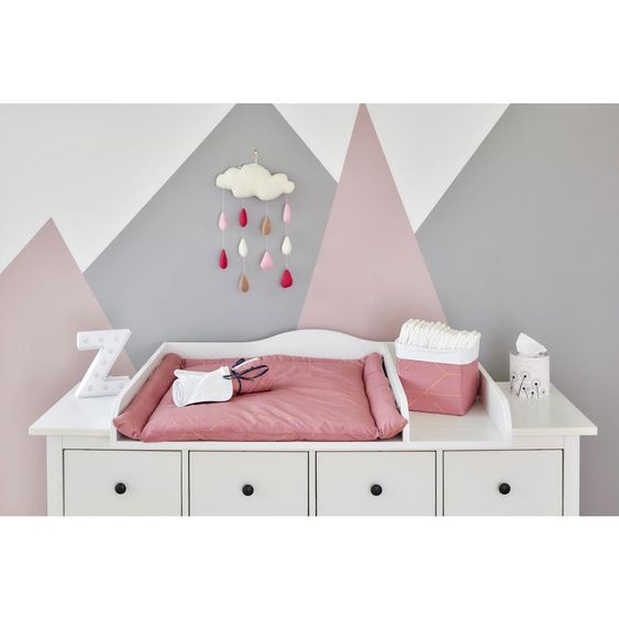 Kraftkids Wickelauflage 78 x 78 - mit Goldlinien - Rosa