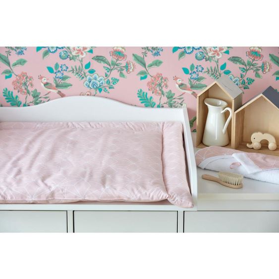Kraftkids Wickelauflage 85 x 75 - mit Diamantenkontur - Altrosa