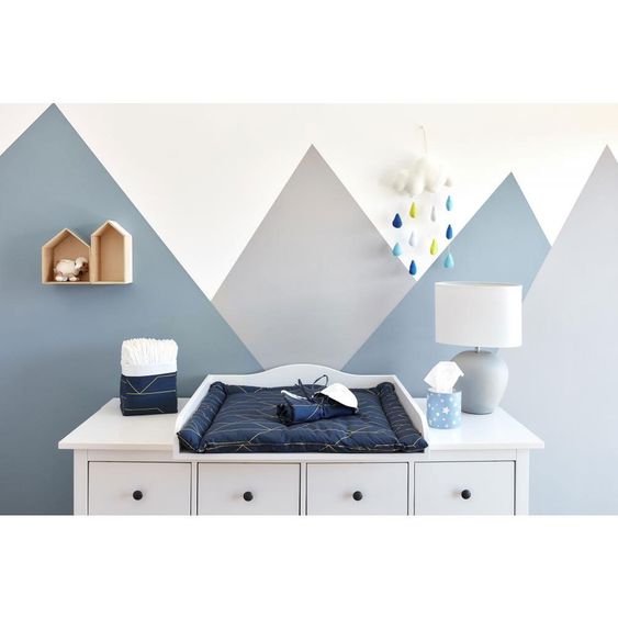 Kraftkids Wickelauflage 85 x 75 - mit Goldlinien - Dunkelblau