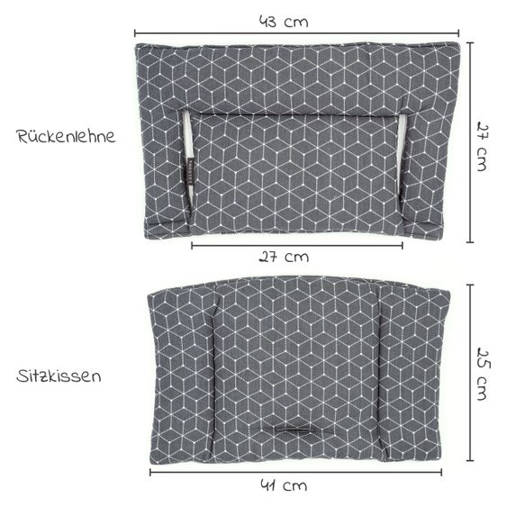 LaLoona 12-tlg. Esslern-Set für Stokke Tripp Trapp - Hochstuhl Sitzkissen + 2x Teller + 2x Besteck + 5x Klettlätzchen - Grau Salbei