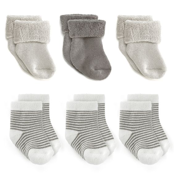 LaLoona 18-piece first baby set including 3 swaddling bodysuits, 2 rompers, 2 pyjamas, 2 first baby hats, 3 pairs of scratch mittens & 6 pairs of first baby socks - natural white - size 50/56