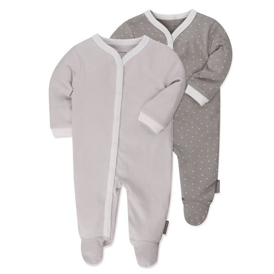 LaLoona 18-piece first baby set including 3 swaddling bodysuits, 2 rompers, 2 pyjamas, 2 first baby hats, 3 pairs of scratch mittens & 6 pairs of first baby socks - natural white - size 50/56