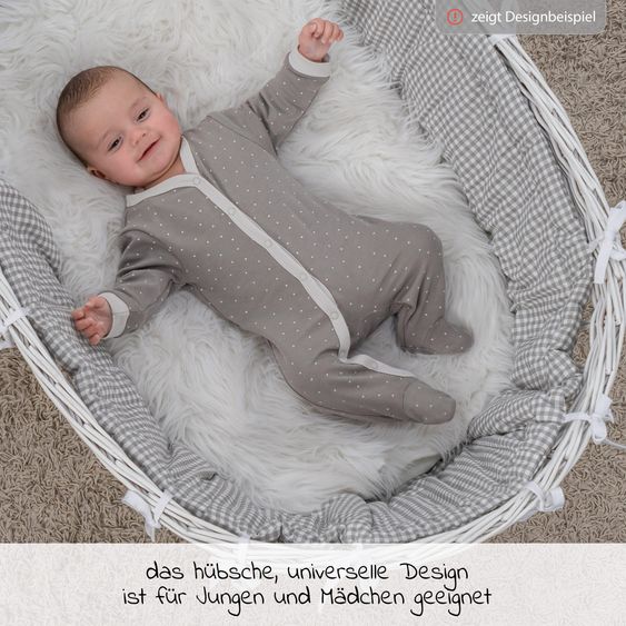 LaLoona 18-tlg. Erstlings-Set Erstausttatung inkl. 3 Wickelbodys, 2 Strampelhosen, 2 Schlafanzüge, 2 Erstlingsmützen, 3 Paar Kratzfäustlinge & 6 Paar Erstlingssöckchen - Natur Weiß - Gr. 62/68