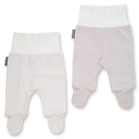 LaLoona 18-tlg. Erstlings-Set Erstausttatung inkl. 3 Wickelbodys, 2 Strampelhosen, 2 Schlafanzüge, 2 Erstlingsmützen, 3 Paar Kratzfäustlinge & 6 Paar Erstlingssöckchen - Natur Weiß - Gr. 62/68