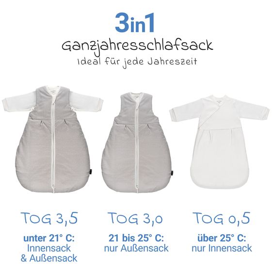 LaLoona 2-tlg. Schlafsack-Set - Dots - Light Taupe - Gr. 50/56