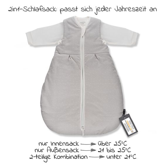 LaLoona 2-tlg. Schlafsack-Set - Dots - Light Taupe - Gr. 50/56