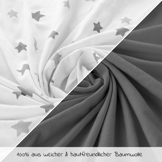 LaLoona Pack of 2 fitted sheet for crib 60 x 120 / 70 x 140 cm - gray stars
