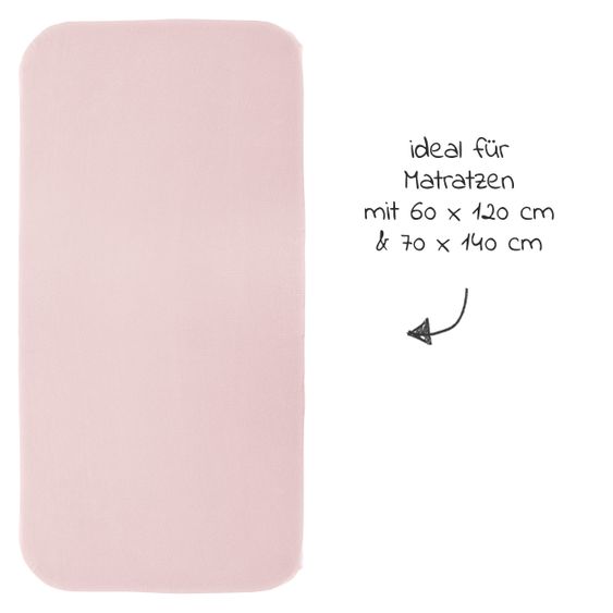 LaLoona 2er Pack Spannbetttuch für Kinderbett 60 x 120 / 70 x 140 cm - Rosa Herzen