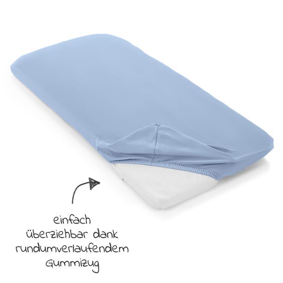 LaLoona Pack of 2 fitted sheet for crib 60 x 120 / 70 x 140 cm - White Light Blue