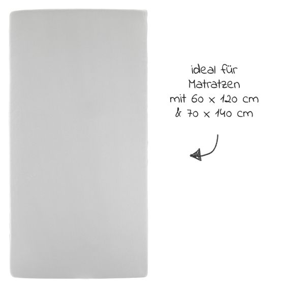 LaLoona 2-pack fitted sheet for crib 60 x 120 / 70 x 140 cm - white light gray