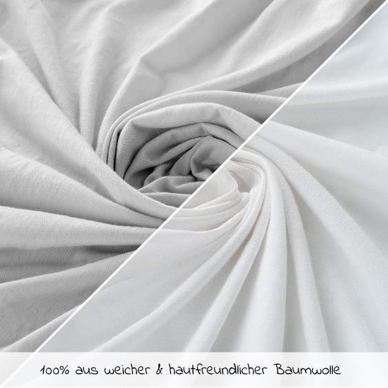 LaLoona 2-pack fitted sheet for crib 60 x 120 / 70 x 140 cm - white light gray