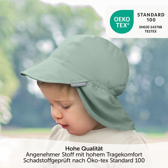 LaLoona 3-pc. Bath Set Shirt, Leggings & Sun Hat with UV Protection - Sage Green / Offwhite - Size: 98