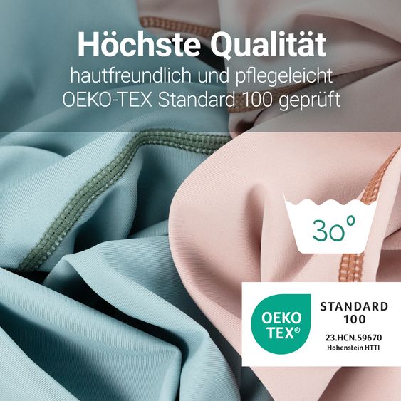 LaLoona 3-tlg. Bade-Set Shirt, Leggings & Schirmmütze mit UV-Schutz - Wal - Rosé / Grün - Gr. 86/92