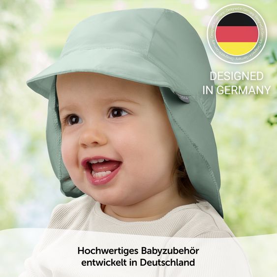 LaLoona 4-tlg. Bade-Set Shirt, Leggings, Schwimmwindel & Schirmmütze mit UV-Schutz - Wal / Krabbe - Rosé / Grün - Gr. 86/92