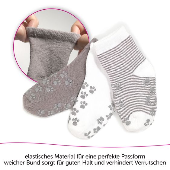 LaLoona Anti-Rutsch Socken / Krabbelsocken / Stoppersocken 5er Pack - Natur - Gr. 17/18