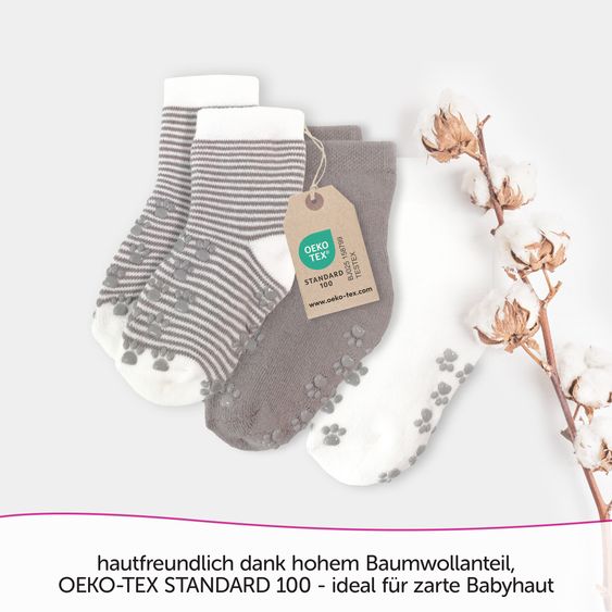 LaLoona Anti-Rutsch Socken / Krabbelsocken / Stoppersocken 5er Pack - Natur - Gr. 17/18