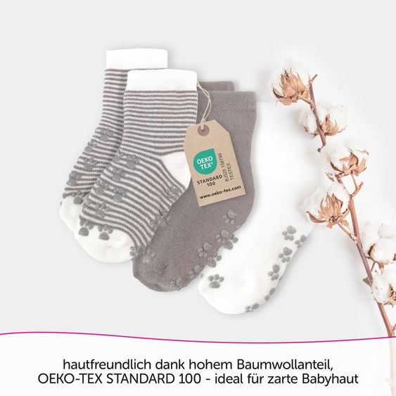 LaLoona Anti-Rutsch Socken / Krabbelsocken / Stoppersocken 5er Pack - Natur - Gr. 19/20