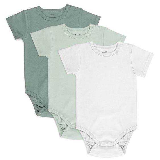 LaLoona Baby Body Kurzarm OEKO-TEX® 3er Pack - Grün - Gr. 74/80