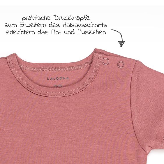 LaLoona Baby Body Kurzarm OEKO-TEX® 3er Pack - Rose - Gr. 74/80