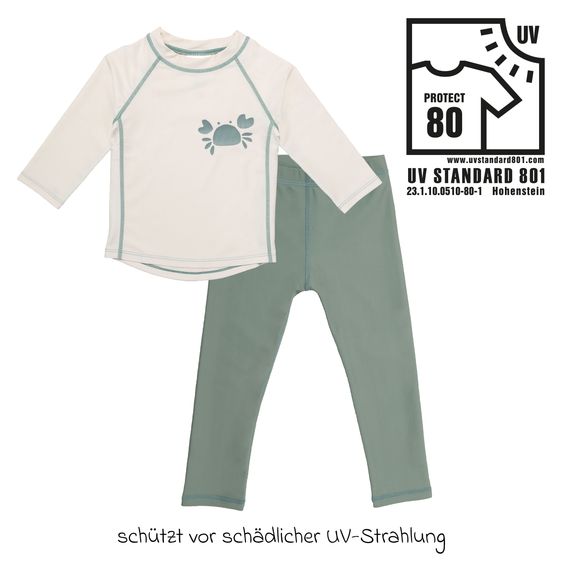 LaLoona Bade-Set Shirt & Leggings mit UV-Schutz - Krabbe - Offwhite / Mint - Gr. 74/80