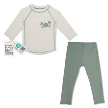 Set da bagno maglia e leggings con protezione UV - Granchio - Bianco sporco / Menta - Taglia 98