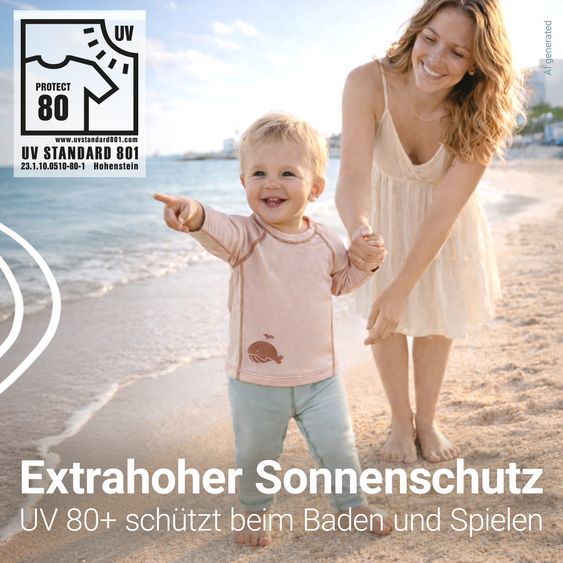 LaLoona Bade-Set Shirt & Leggings mit UV-Schutz - Wal - Rosé / Hellgrün - Gr. 98