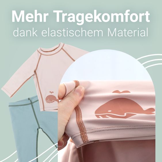 LaLoona Bade-Set Shirt & Leggings mit UV-Schutz - Wal - Rosé / Hellgrün - Gr. 98